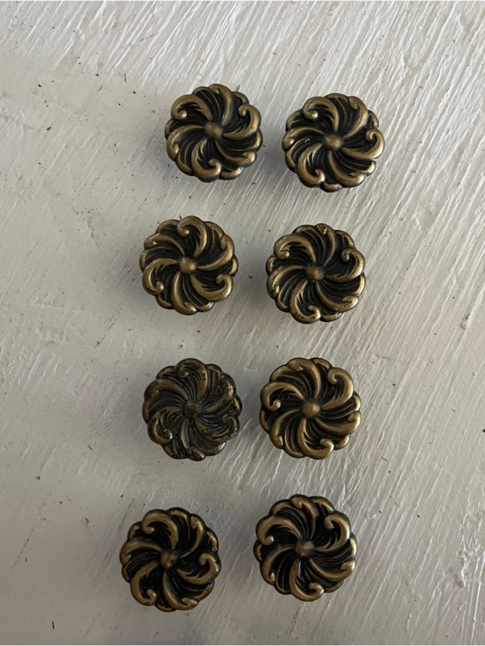Antique Brass Floral Swirl Cabinet Knobs - Set of 10